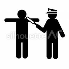 職務質問を受ける人物 警察,職務質問,対応のシルエット素材
