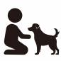 ペット居住スペース 犬,世話,同伴,ピクトグラム,アイコン,シンプル,案内向け,人物,動物,居住のシルエット素材