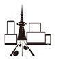 AI AI 通信機器,スマホ,スマートフォン,タブレット,モニター,塔,電波塔,道路,タワー,知能のシルエット素材