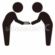 コミュニケーション　名刺交換 名刺交換,名刺,渡すのシルエット素材