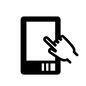 タブレット タブレット タブレット,モバイル機器,手,操作,検索,縦置き,縦,館内設備,貸出サービス,電子書籍のシルエット素材