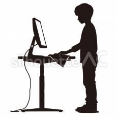 PCデスクの拭き掃除 机,拭く,布のシルエット素材