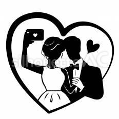 セルフィーを撮るカップル 結婚,sns投稿,写真のシルエット素材