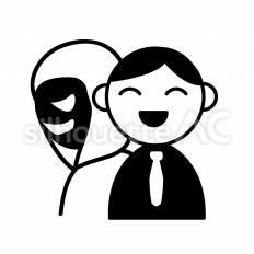 詐欺師 人物,笑顔,仮面のシルエット素材