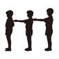 並ぶ小学生 並ぶ,整列,前ならえ,背の順,小学生,横向き,全身,3人,男性,男のシルエット素材