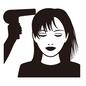 紙を乾かす女性 乾かす,ドライヤー,女性,ヘアカット,カットモデル,ヘアスタイル,髪型,美容室,美容,人物のシルエット素材