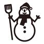 雪だるま キャラ,雪だるま,ゆきだるま,ホウキ,正面,3段,ボタン,サンタ帽,マフラー,キャラクターのシルエット素材