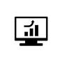グラフ グラフ,棒グラフ,矢印,上昇,上向き,上がる,増える,モニター,モニター画面,パソコン画面のシルエット素材