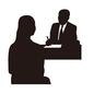 面接中の女性 面接中の女性 椅子,座る,就活,面接,働く,仕事,女性社員,社員,男性社員,従業員のシルエット素材