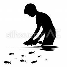 魚をつかみ取り 魚,つかむ,水辺のシルエット素材