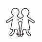 二人三脚をする白抜きの2人 二人三脚をする白抜きの2人 二人三脚,走る,運動会,競技,女の子,子供,生徒,選手,人物,運動のシルエット素材