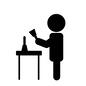 ハンドベル奏者　 ハンドベル奏者,ハンドベル,ベル,人,人物,テーブル,鳴らす,楽器,演奏,ピクトグラムのシルエット素材