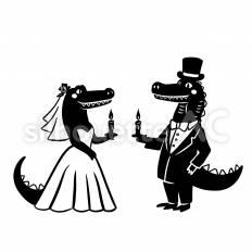 ワニ ワニ,カップル,結婚のシルエット素材