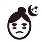 寝不足 寝不足 寝不足,眠れない,不眠,顔,人,人物,女性,月,星,目の下にクマのシルエット素材