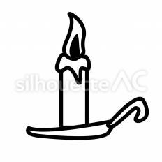 キャンドル　白抜き キャンドル,炎,皿のシルエット素材