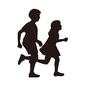 走る 走る 走る,かけっこ,駆けっこ,はしる,男の子,女の子,2人,おいかけっこ,鬼ごっこ,子供のシルエット素材