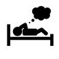 疲れ 疲れ 夢,もやもや,人,人物,横になる,全身,ピクトグラム,ベッド,吹き出し,疲労のシルエット素材