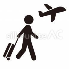 基本　出張 飛行機,働く,荷物のシルエット素材