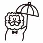 傘をさすライオン ライオン,傘,雨,梅雨,動物,1匹,蝶ネクタイ,キャラクター,ハンドパペット,動物園のシルエット素材