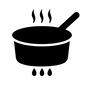 調理中の鍋 調理中の鍋 煮込む,温める,火,ガスコンロ,コンロ,調理中,片手鍋,なべ,鍋,道具のシルエット素材