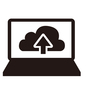 ノートパソコンの画面 ノートパソコン,仕事,デスクワーク,ビジネス,クラウド,上矢印,インターネット,アップロード,クラウド保存,雲のシルエット素材