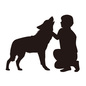 吠える犬と飼い主 吠える犬と飼い主 犬,女性,しゃがむ,イヌ,いぬ,愛犬,吠える,動物,ペット,飼育のシルエット素材