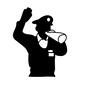 指示をする警官 指示をする警官 指示,説明,話す,talk,トーク,メガホン,人物,人,上半身,警察官のシルエット素材