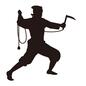 忍者 忍者 忍者,武術,忍法,全身,横向き,鎖鎌,武器,構え,ポーズ,アスリートのシルエット素材