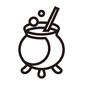 毒薬 毒薬 毒薬,魔法の薬,釜,煮込む,混ぜる,ハロウィン,コミカル,線画,手書きのシルエット素材