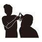 ヘアカット カット中,コーム,シザー,女性,ヘアカット,カットモデル,ヘアスタイル,髪型,美容室,美容のシルエット素材
