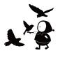 小人と鳥 小人と鳥 小人,女の子,鳥,森,子供,人,童話,メルヘン,小人帽,鼻のシルエット素材