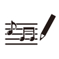 音符とペン 音符とペン 音符,楽譜,作曲,ペン,書く,作曲家,五線,音楽,ミュージック,譜面のシルエット素材