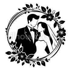 リース 結婚,バラ,花のシルエット素材