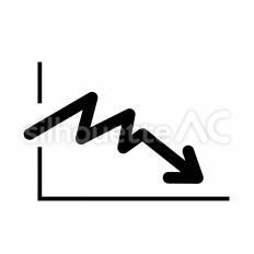 売り上げ減少 線,矢印,下降のシルエット素材