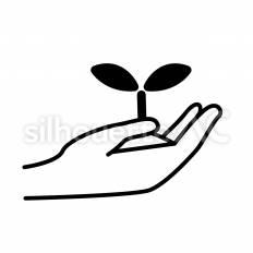 環境規制　エコ 手,芽,育成のシルエット素材