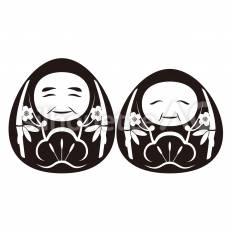 夫婦のだるま だるま,姫だるま,夫婦のシルエット素材