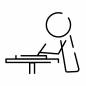 ノートをとる ピクトグラム,ピクトサイン,アイコン,ノート,書く,机,座る,横向き,学生,勉強のシルエット素材