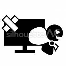 データ漏洩 画面,操作,侵入のシルエット素材