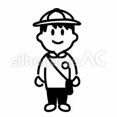 幼稚園児　男の子 幼稚園児,帽子,名札のシルエット素材