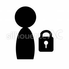 プライバシー保護 鍵,個人,情報のシルエット素材