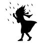 風雨 風雨,台風,女性,レインコート,人物,雨よけ,全身,横向き,雨,強風のシルエット素材