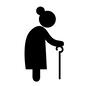 ハンディキャップ 人,人物,ピクトグラム,女性,高齢者,お年寄り,杖,横向き,シニア,横向きのシルエット素材
