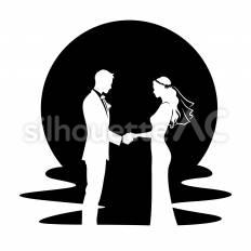 サンセットビーチ 結婚,カップル,月のシルエット素材