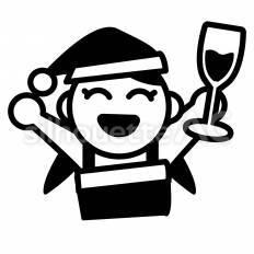 パーティーではしゃぐ人　女の子 女の子,帽子,グラスのシルエット素材