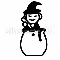 ポットと魔女 鍋,ポット,容器のシルエット素材