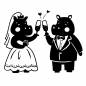 カバ カバ カバ,ワイン,乾杯,カップル,結婚,ウェディングドレス,タキシード,全身,記念,イベントのシルエット素材