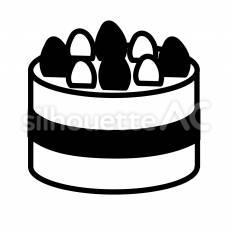 ホールケーキ　苺 ケーキ,ホール,苺のシルエット素材