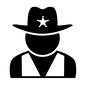 ウェスタン 人,人物,上半身,正面,帽子,星マーク,ベスト,ピクトグラム,ウェスタンハット,保安官のシルエット素材