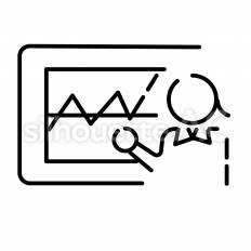 グラフと会議　女性 ピクトグラム,ピクトサイン,アイコンのシルエット素材