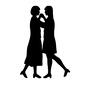 カップル カップル 女性,踊る,ダンス,全身,横向き,同性カップル,同性,手をつなぐ,ロングスカート,ミニスカートのシルエット素材